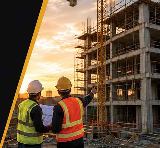Construction professionals reviewing a project